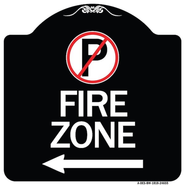 Signmission No Parking Symbol and Left Arrow Heavy-Gauge Aluminum Architectural Sign, 18" x 18", BW-1818-24655 A-DES-BW-1818-24655 - main